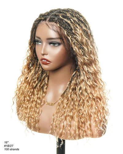 Kiki - Pre Bleached Human Hair Deep Wave Curls Pre Bleached Knotless Swiss HD Full Lace Boho Box Braided Wig