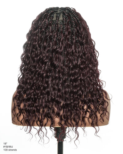 Kiki - 16" Pre Bleached Swiss HD Lace Human Hair Curls Full Lace Knotless Boho Box Braided Wig