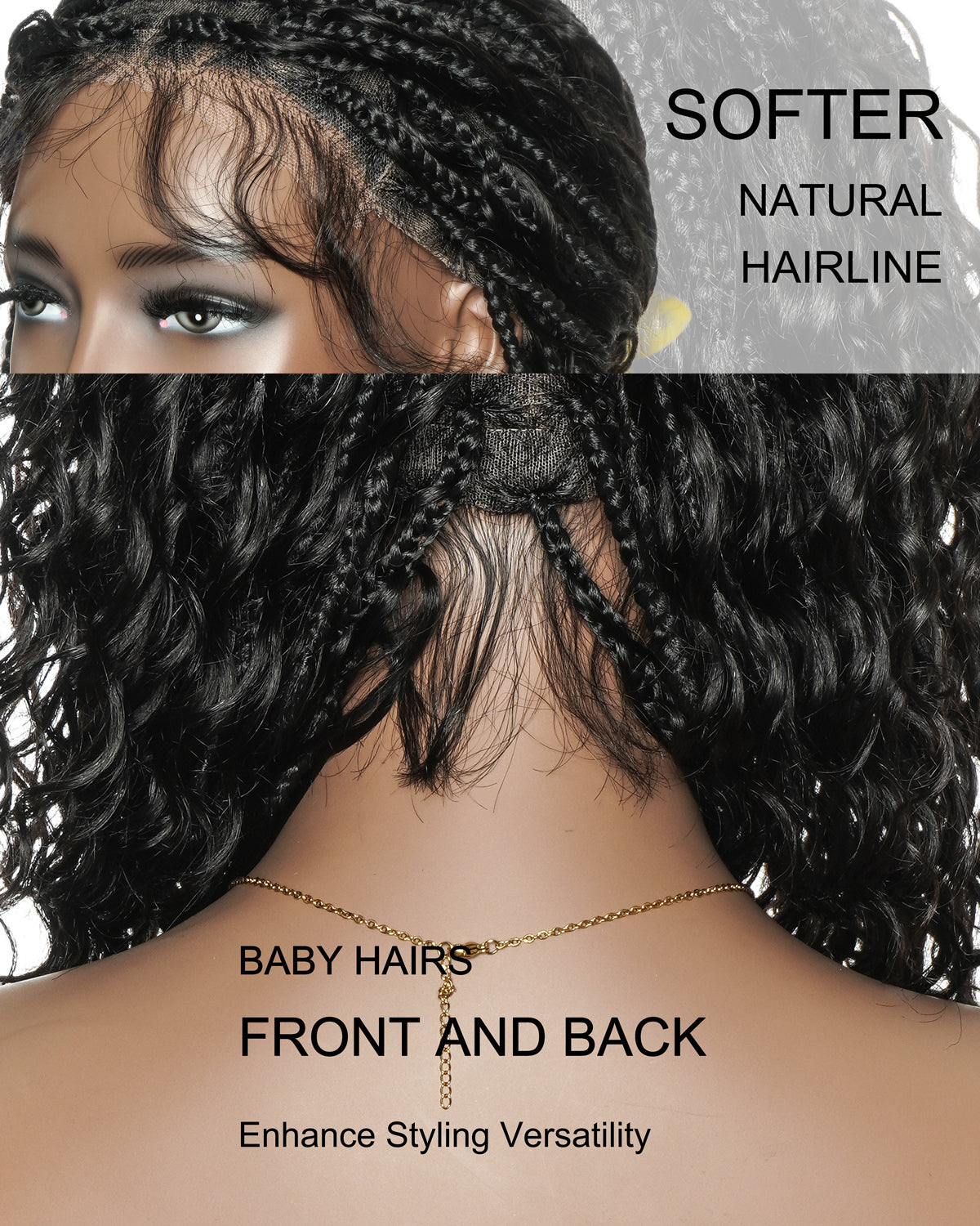 Human Hair Braided Wig Glueless 16" Pre Cut HD Full Elastic Lace Lightweight Ready-To-Go Boho Box Braided Wig