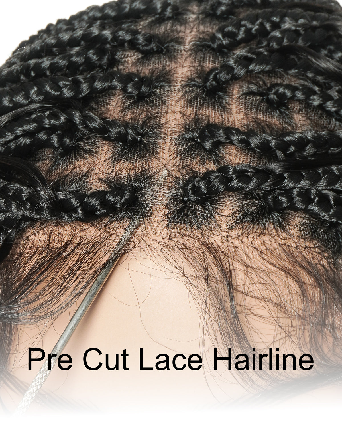 Human Hair Braided Wig Glueless 16" Pre Cut HD Full Elastic Lace Lightweight Ready-To-Go Boho Box Braided Wig