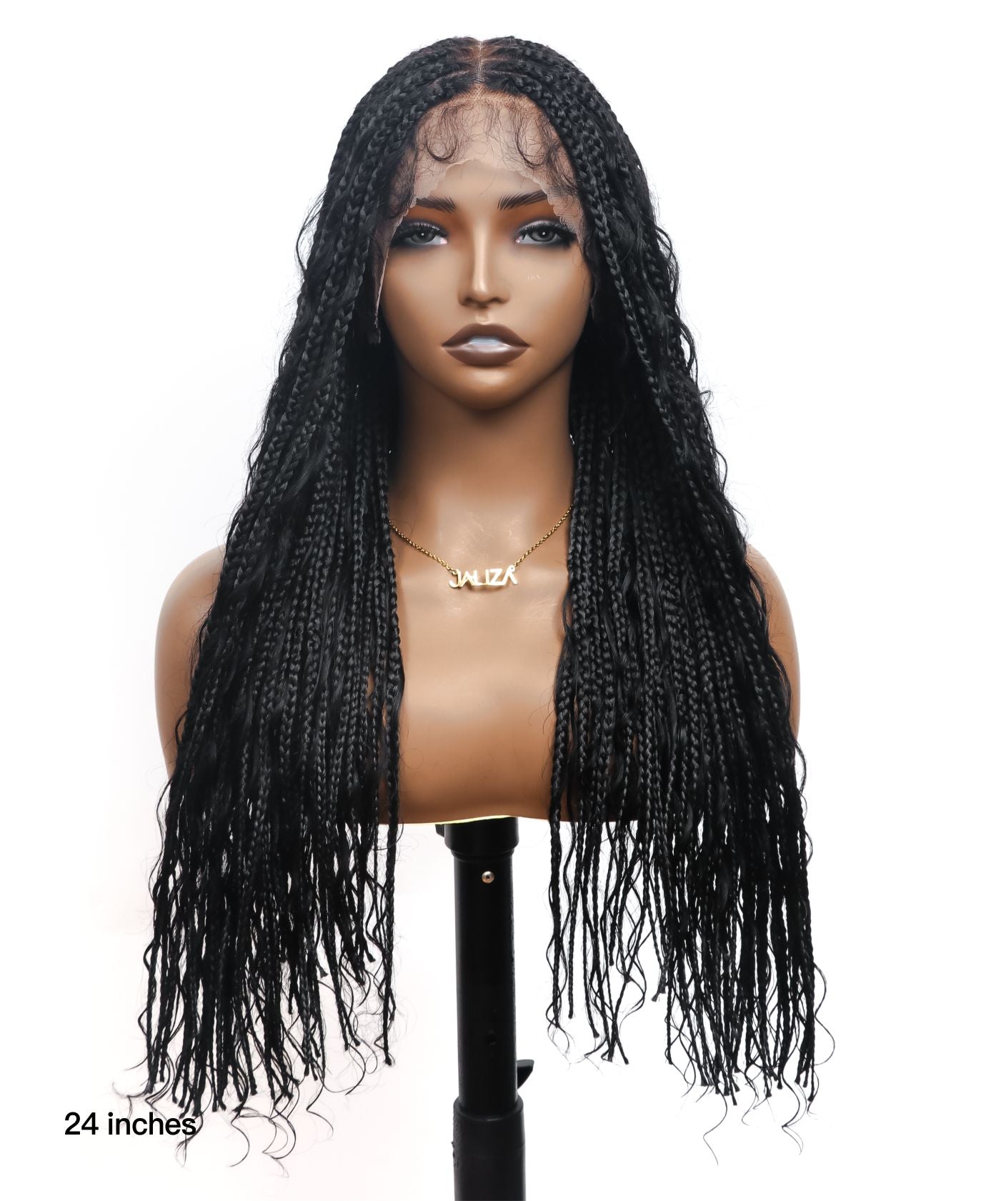 Small & Large Cap Only - 12" & 24" Pre Bleached HD Human Hair Lace Boho Box Braided Wig