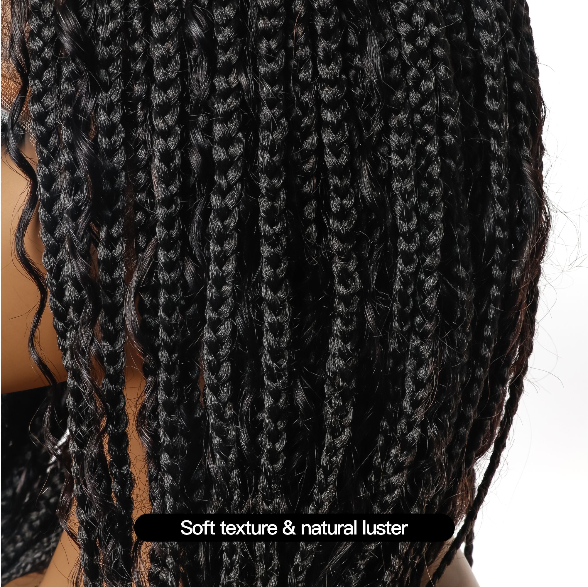 Small & Large Cap Only - 12" & 24" Pre Bleached HD Human Hair Lace Boho Box Braided Wig