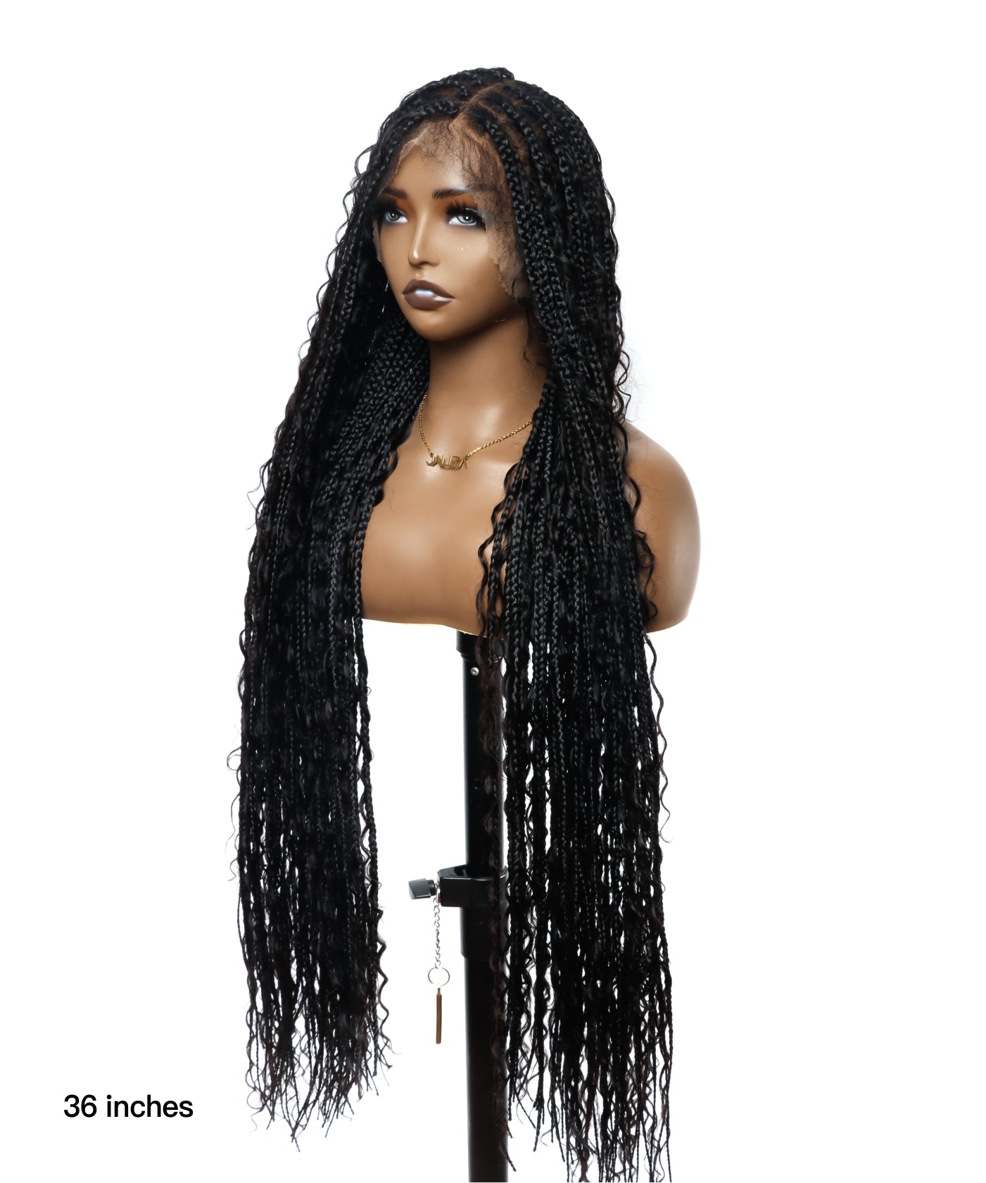 Pre Bleached Human Hair Lace Tangleless Swiss HD Lace Knotless Boho Box Braided Wig 88 Strands