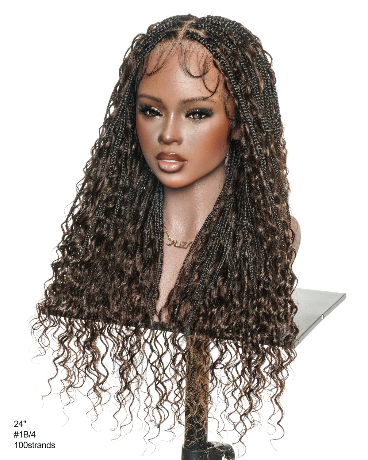 Kiki -  24" Pre Bleached Human Hair Lace Base Swiss HD Full Lace Human Hair Curls Boho Box Braided Wig