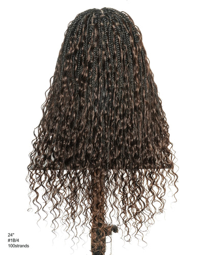 Kiki -  24" Pre Bleached Human Hair Lace Base Swiss HD Full Lace Human Hair Curls Boho Box Braided Wig