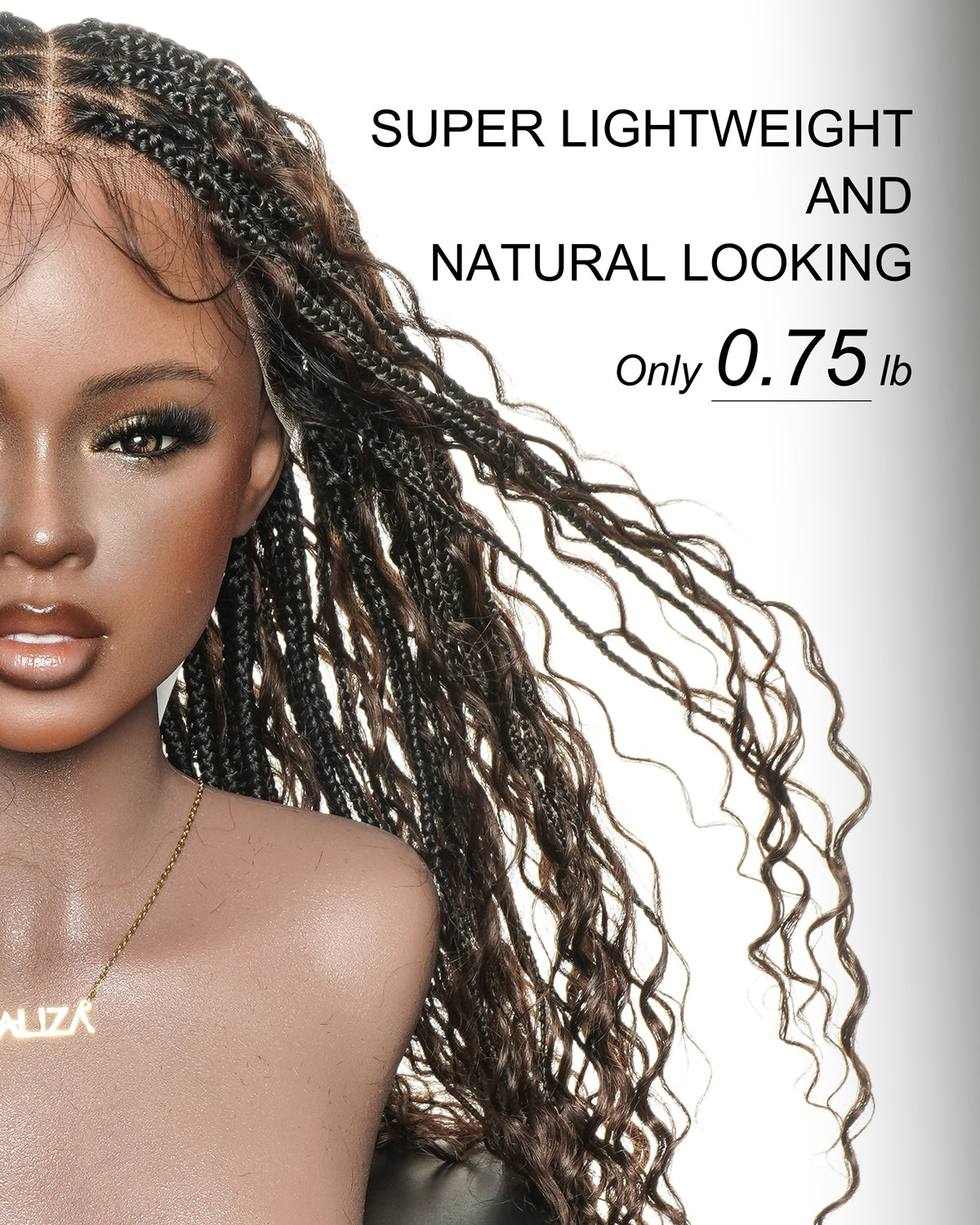 Kiki -  24" Pre Bleached Human Hair Lace Base Swiss HD Full Lace Human Hair Curls Boho Box Braided Wig