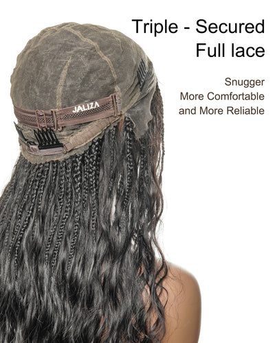 Custom Design Human Hair Body Wave Boho Braided Wig - 121 Strands