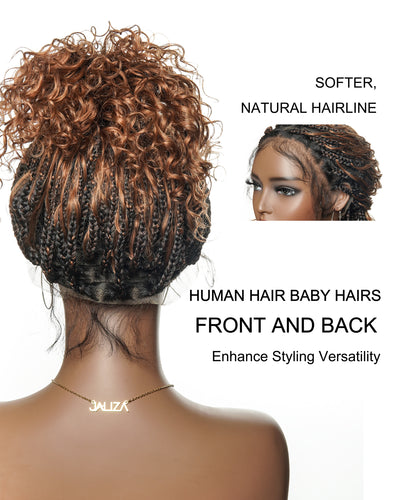 Kiki - Pre Bleached Human Hair Deep Wave Curls Pre Bleached Knotless Swiss HD Full Lace Boho Box Braided Wig