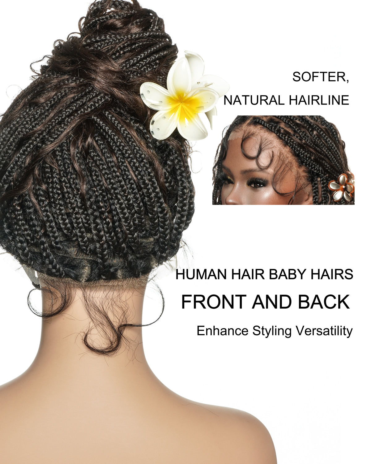 Kiki - Pre Bleached Human Hair Deep Wave Curls Pre Bleached Knotless Swiss HD Full Lace Boho Box Braided Wig