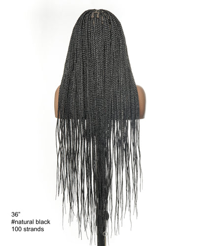 Kora - Pre Bleached Human Hair Lace Lightweight Knotless Swiss HD Lace Box Braided Wig 100 Strands