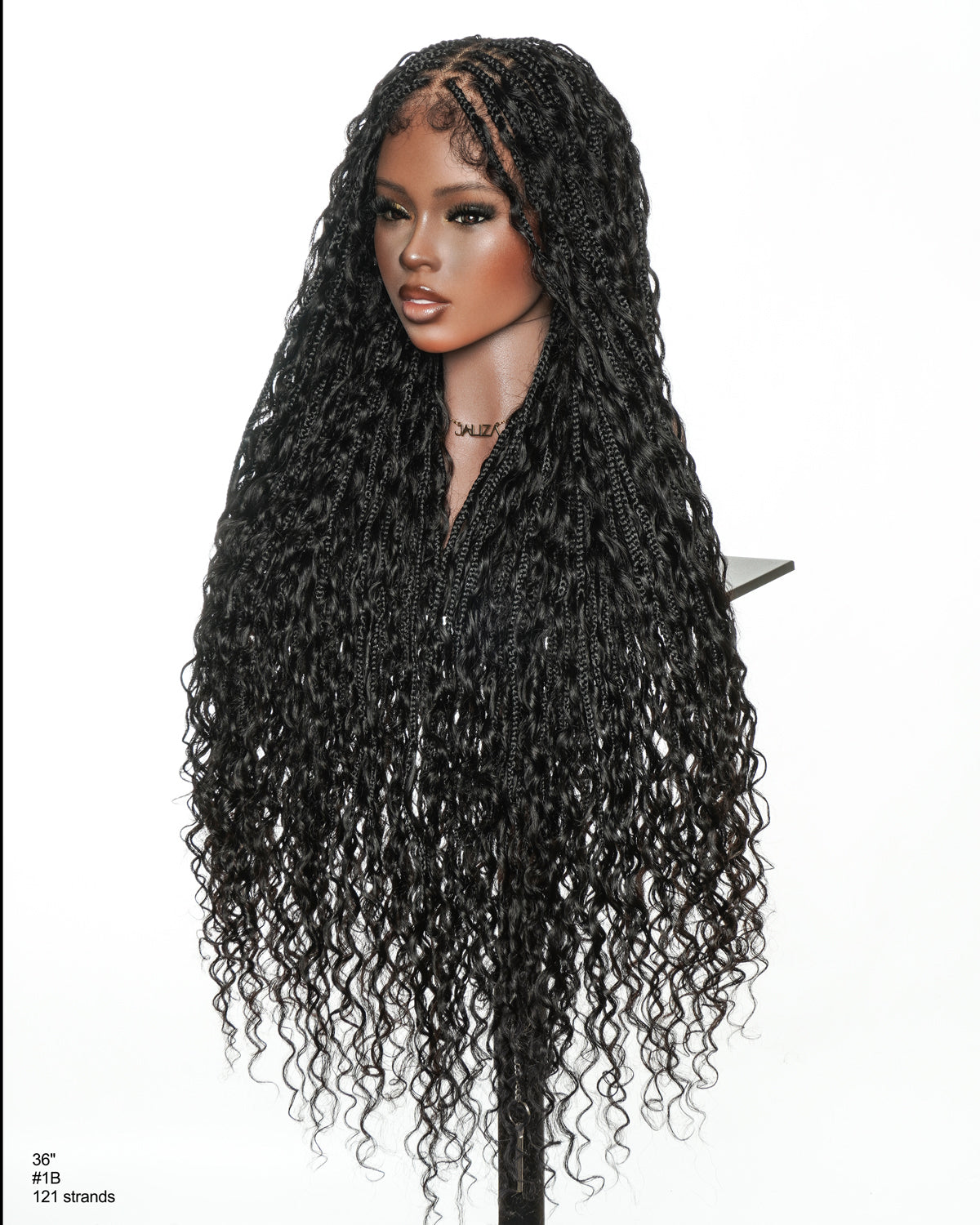 Amanda - Ultra-Dense Pre Bleached Swiss HD Lace Human Hair Curls Knotless Boho Box Braided Wig