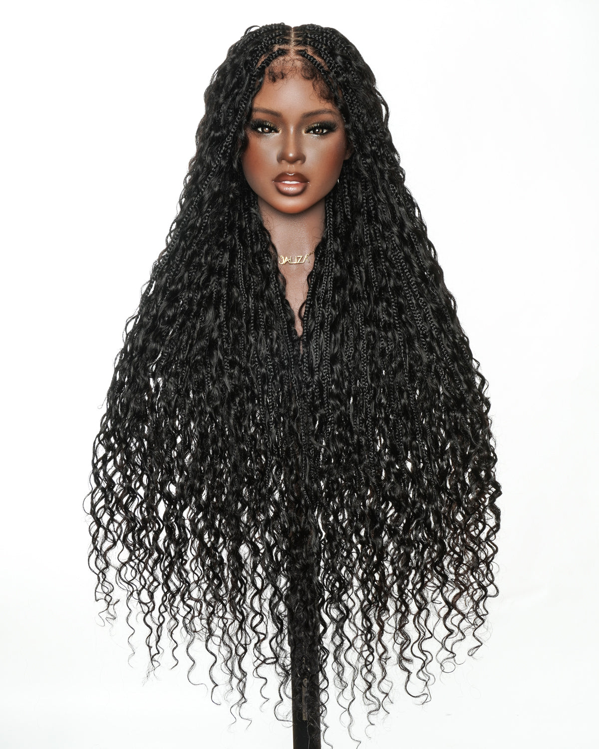Amanda - Ultra-Dense Pre Bleached Swiss HD Lace Human Hair Curls Knotless Boho Box Braided Wig