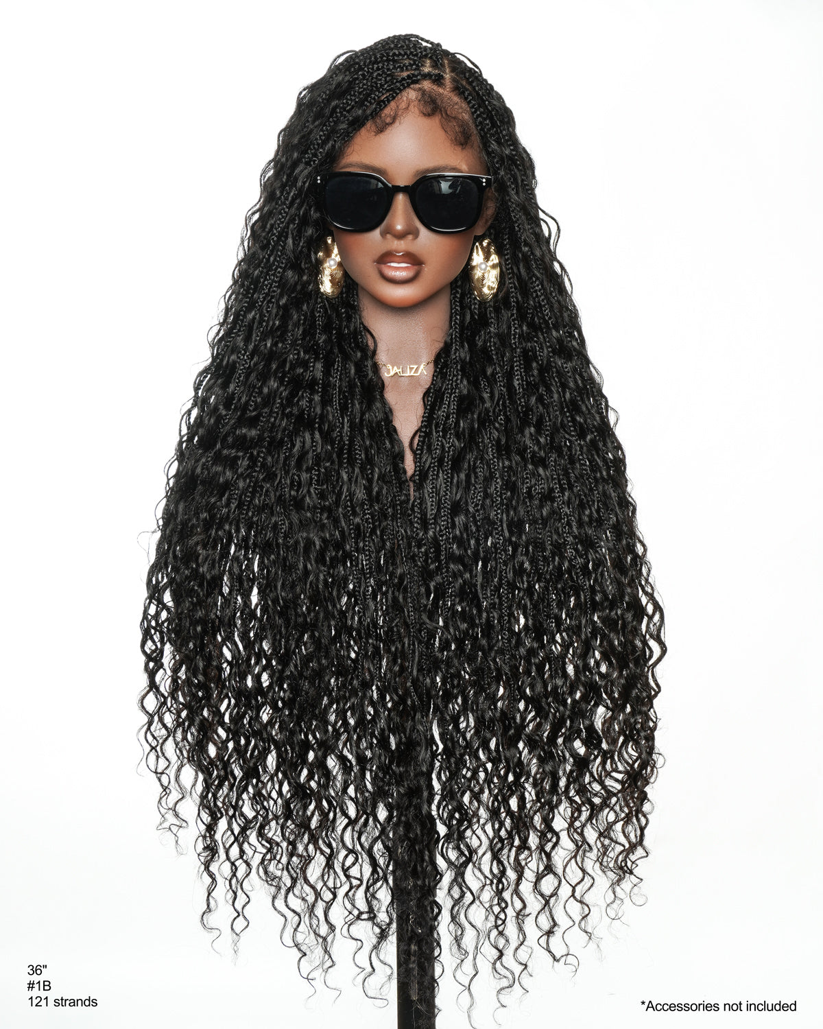 Amanda - Ultra-Dense Pre Bleached Swiss HD Lace Human Hair Curls Knotless Boho Box Braided Wig