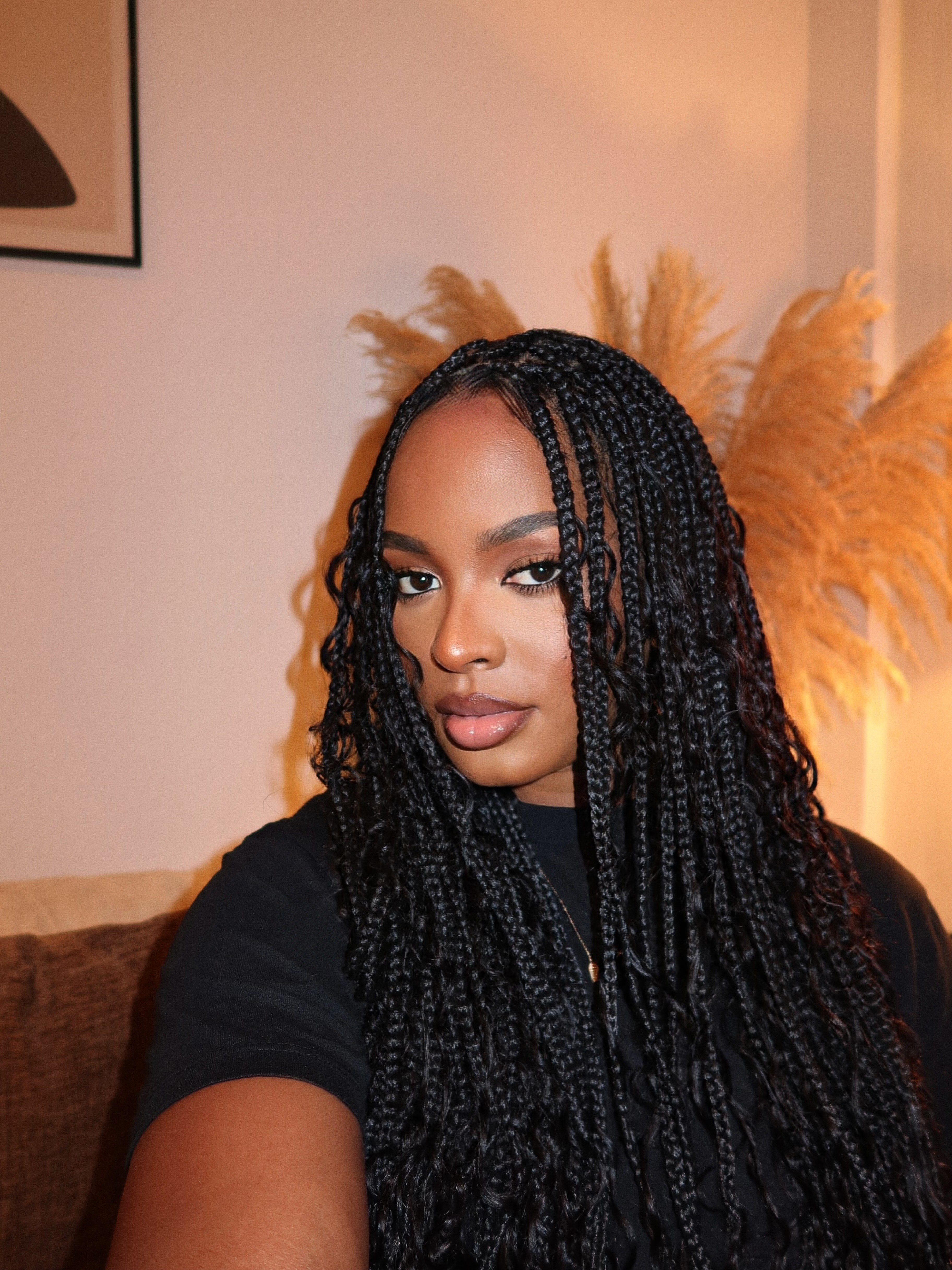Kiki - Pre Bleached Human Hair Deep Wave Curls Pre Bleached Knotless Swiss HD Full Lace Boho Box Braided Wig