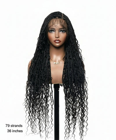 Kiki -  36"  Pre Bleached Swiss HD Lace Boho Box Braided Wig