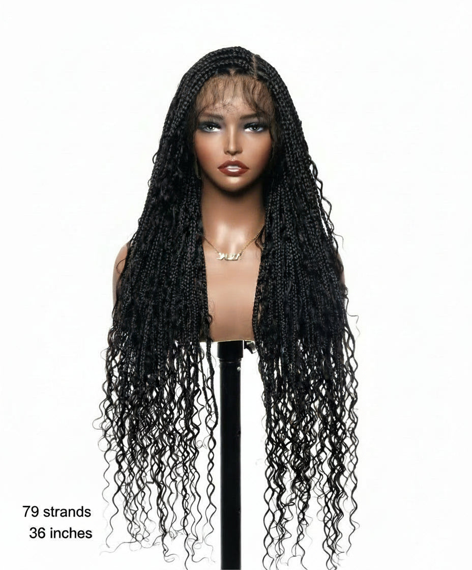 Kiki -  36"  Pre Bleached Swiss HD Lace Boho Box Braided Wig
