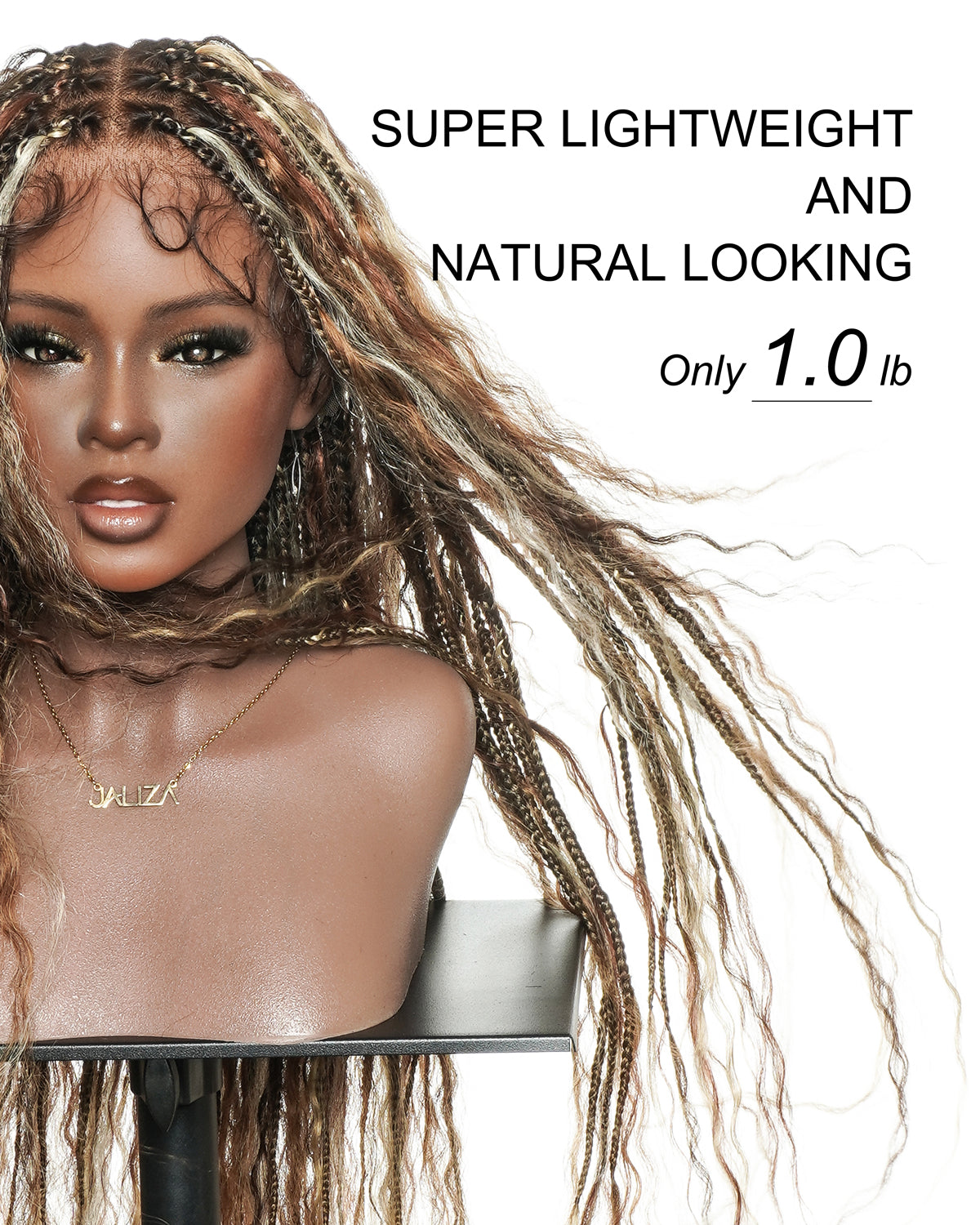 36" Balayage Color 4-27-30-613-35 Wet & Wavy Boho Box Braided Wig
