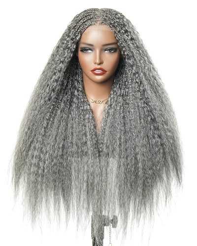 Makeda -  Kinky Straight Virgin Human Hair Ultra Full Boho Box Braided Wig