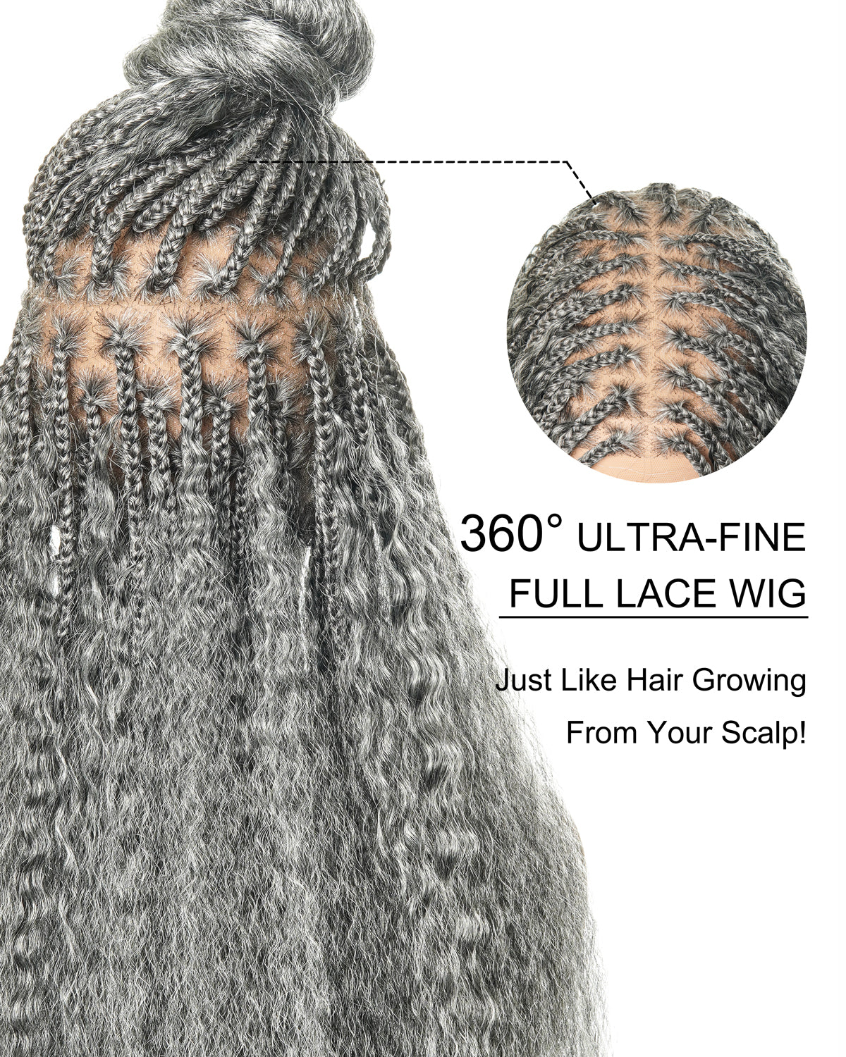 Makeda -  Kinky Straight Virgin Human Hair Ultra Full Boho Box Braided Wig