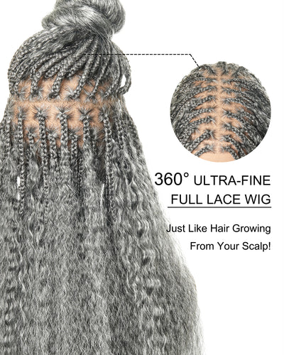 Makeda -  Kinky Straight Virgin Human Hair Ultra Full Boho Box Braided Wig