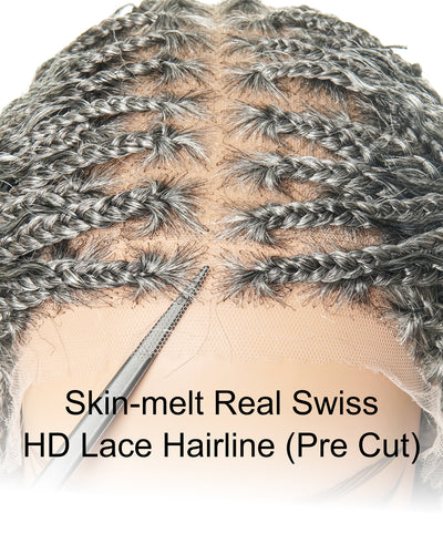 Makeda -  Kinky Straight Virgin Human Hair Ultra Full Boho Box Braided Wig