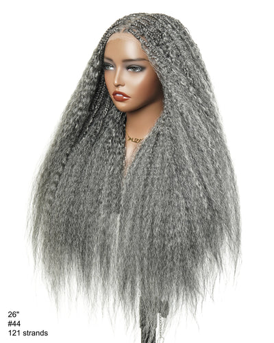 Makeda -  Kinky Straight Virgin Human Hair Ultra Full Boho Box Braided Wig
