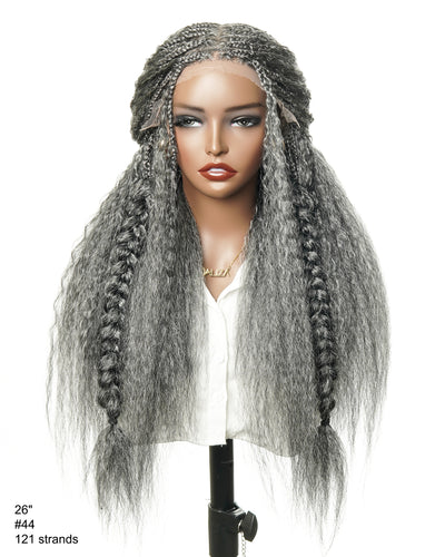 Makeda -  Kinky Straight Virgin Human Hair Ultra Full Boho Box Braided Wig