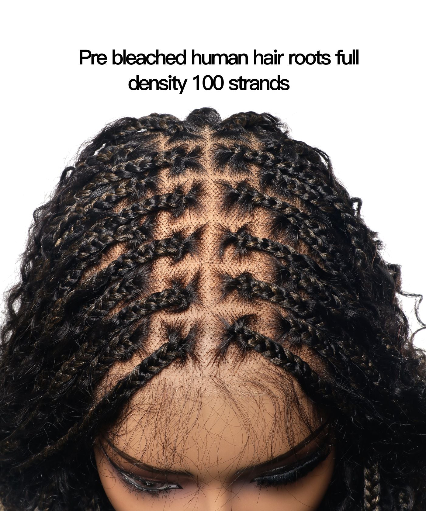 Diane's Pre bleached Human Hair Lace Ombre Boho Box Braided Wig (Extra Full)