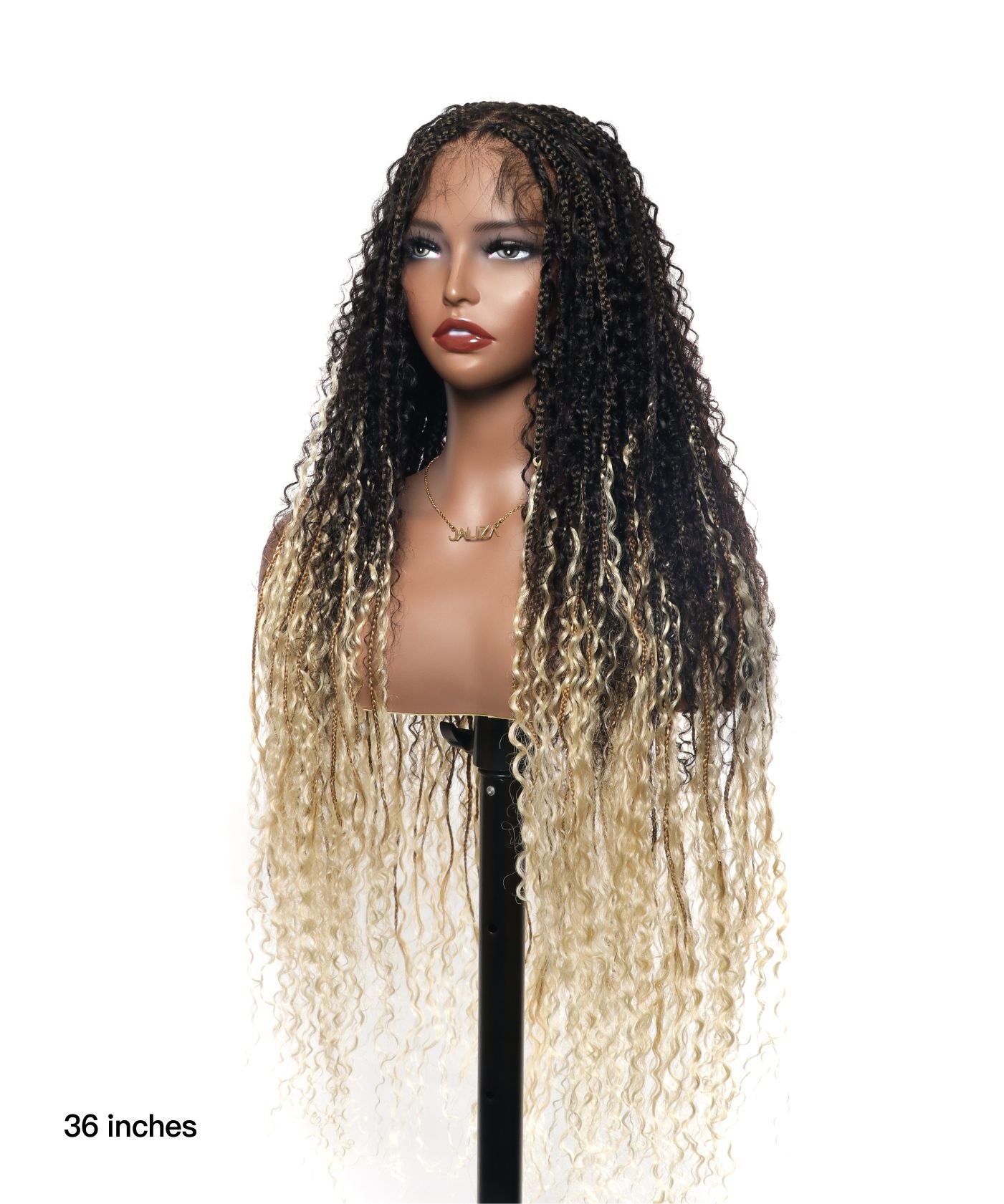 Diane's Pre bleached Human Hair Lace Ombre Boho Box Braided Wig (Extra Full)