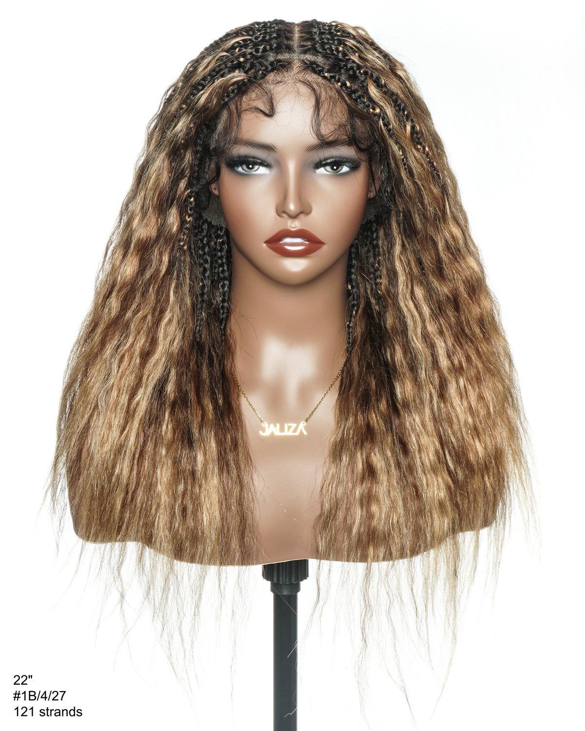 Raina - 22" Bora Bora Human Hair Wet & Wavy Curls Pre Bleached Swiss HD Full Lace Boho Braided Wig