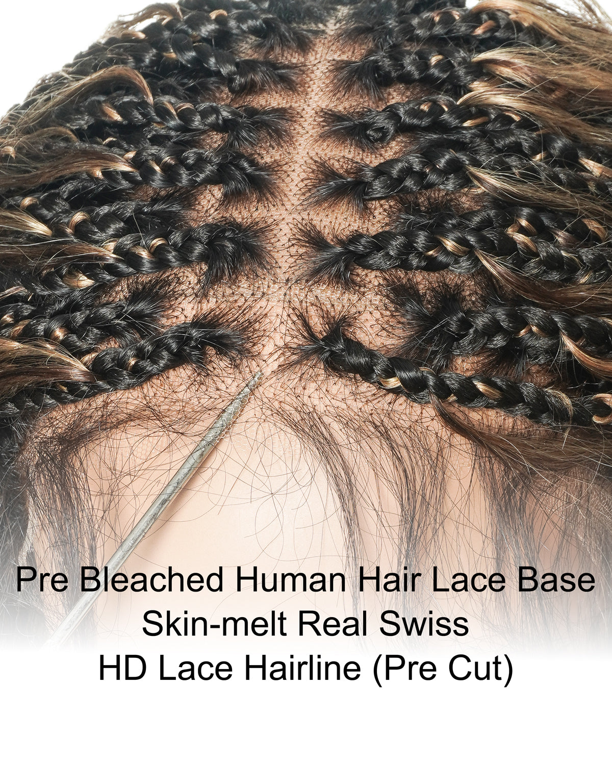 Raina - 22" Bora Bora Human Hair Wet & Wavy Curls Pre Bleached Swiss HD Full Lace Boho Braided Wig
