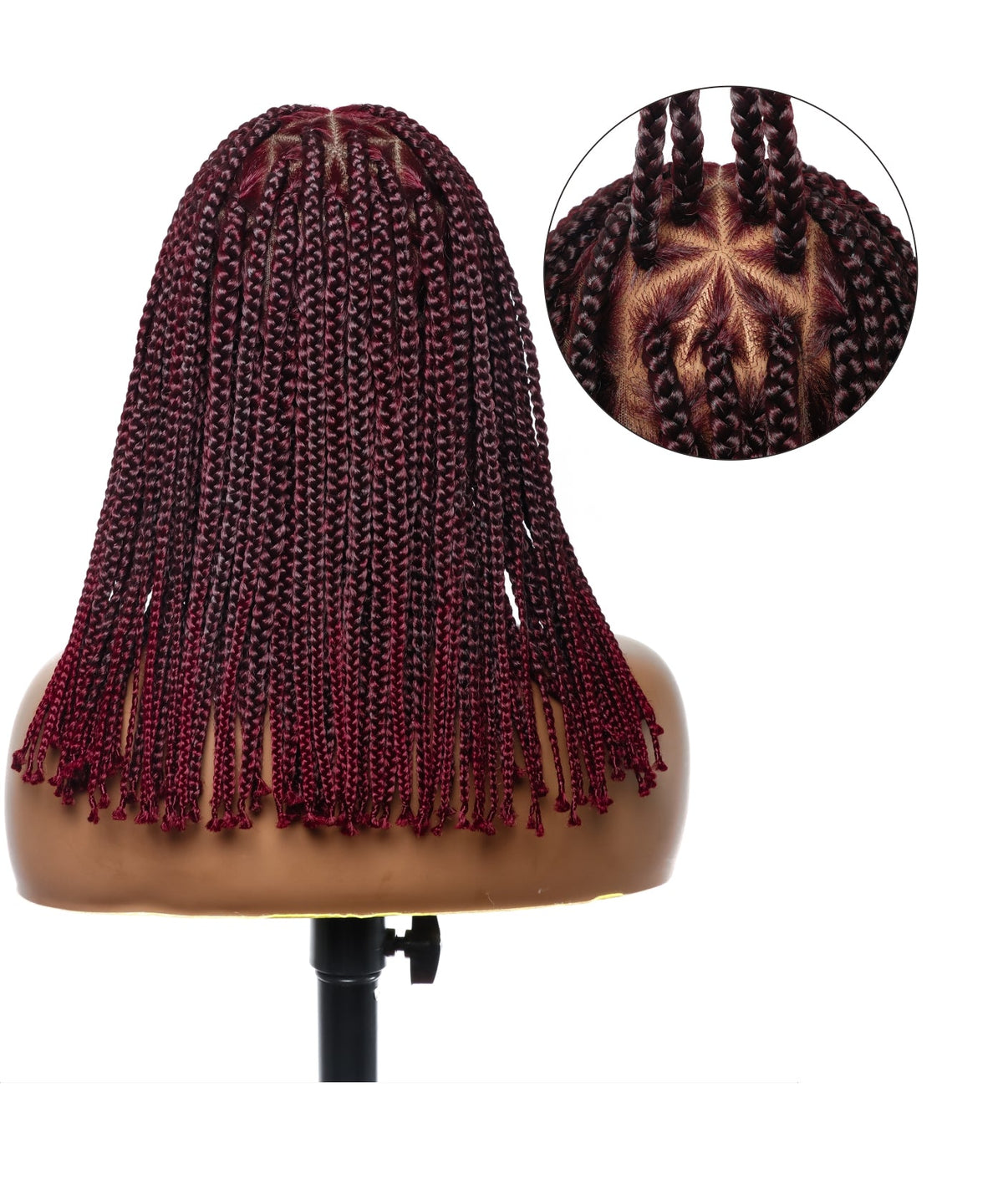 JALIZA 14 inch Burgundy Knotless Box Braids Full Lace Transparent Lace Braided Wig (Mannequin - Back View)