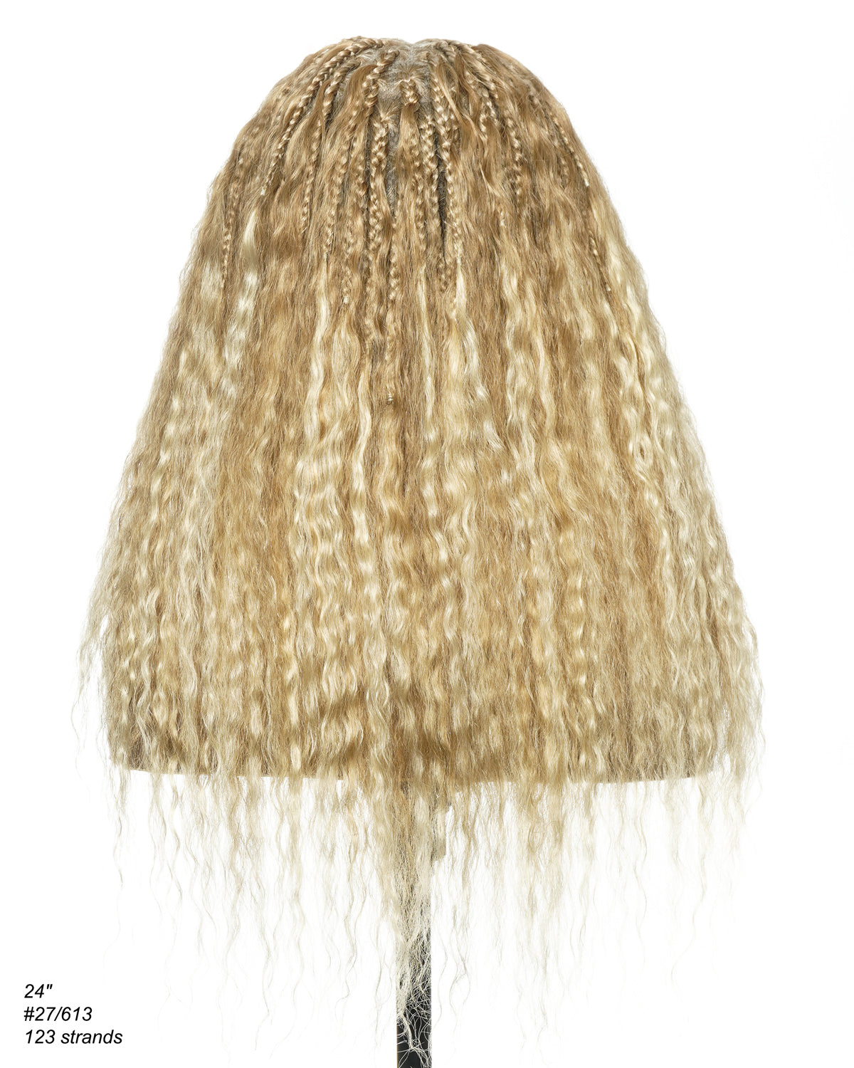 Raina - 22" Bora Bora Human Hair Wet & Wavy Curls Pre Bleached Swiss HD Full Lace Boho Braided Wig