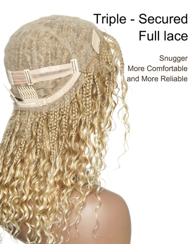 Lumina - 18" Piano Color Swiss HD Full Lace Human Hair Boho Braided Wig