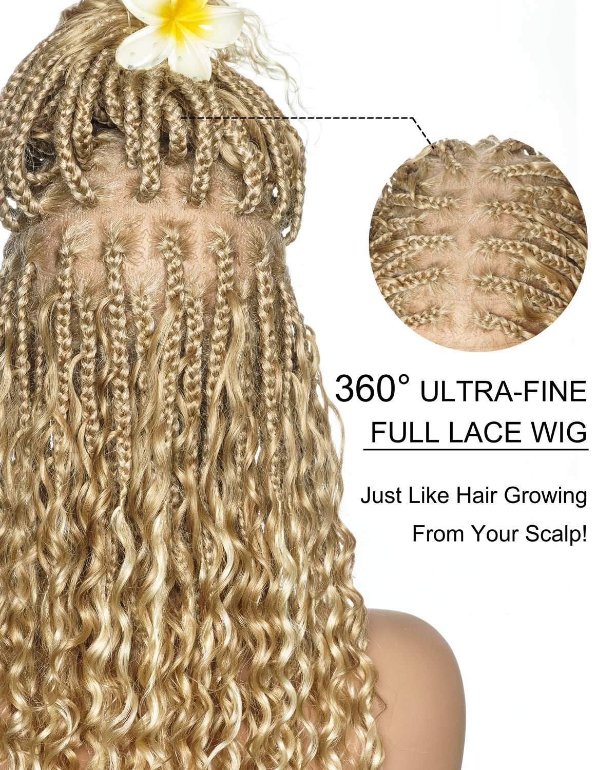 Lumina - 18" Piano Color Swiss HD Full Lace Human Hair Boho Braided Wig