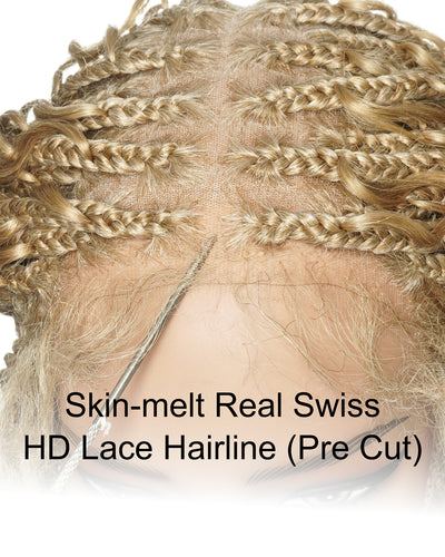 Lumina - 18" Piano Color Swiss HD Full Lace Human Hair Boho Braided Wig