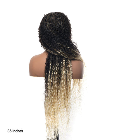 Diane's Pre bleached Human Hair Lace Ombre Boho Box Braided Wig (Extra Full)
