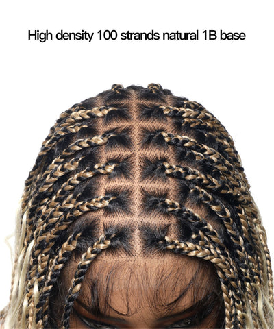 Swiss HD Full Lace Human Hair Boho Curls 36" Knotless Boho Box Braided Wig