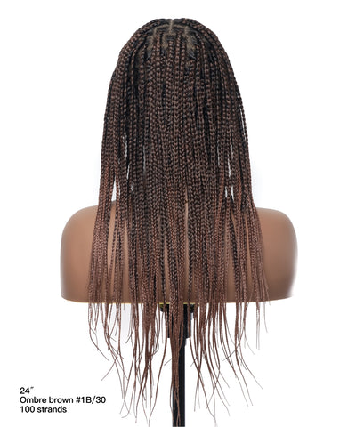 Kora - Pre Bleached Human Hair Lace Lightweight Knotless Swiss HD Lace Box Braided Wig 100 Strands