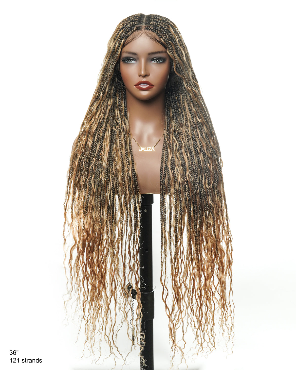 Kiki -  36"  Pre Bleached Swiss HD Lace Boho Box Braided Wig