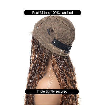 JALIZA 36 inch Ombre Brown 1B-30 Boho Box Braids Full Lace Braided Wig (Mannequin - Back View)