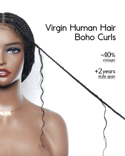 Kiki -  36"  Pre Bleached Swiss HD Lace Boho Box Braided Wig