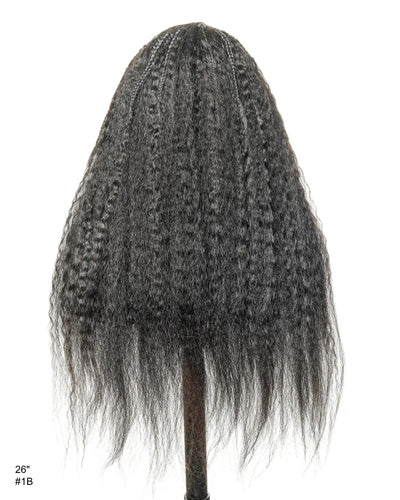 26" Multi Half Cornrow Crown with Extra Full Kinky Human Hair Wig