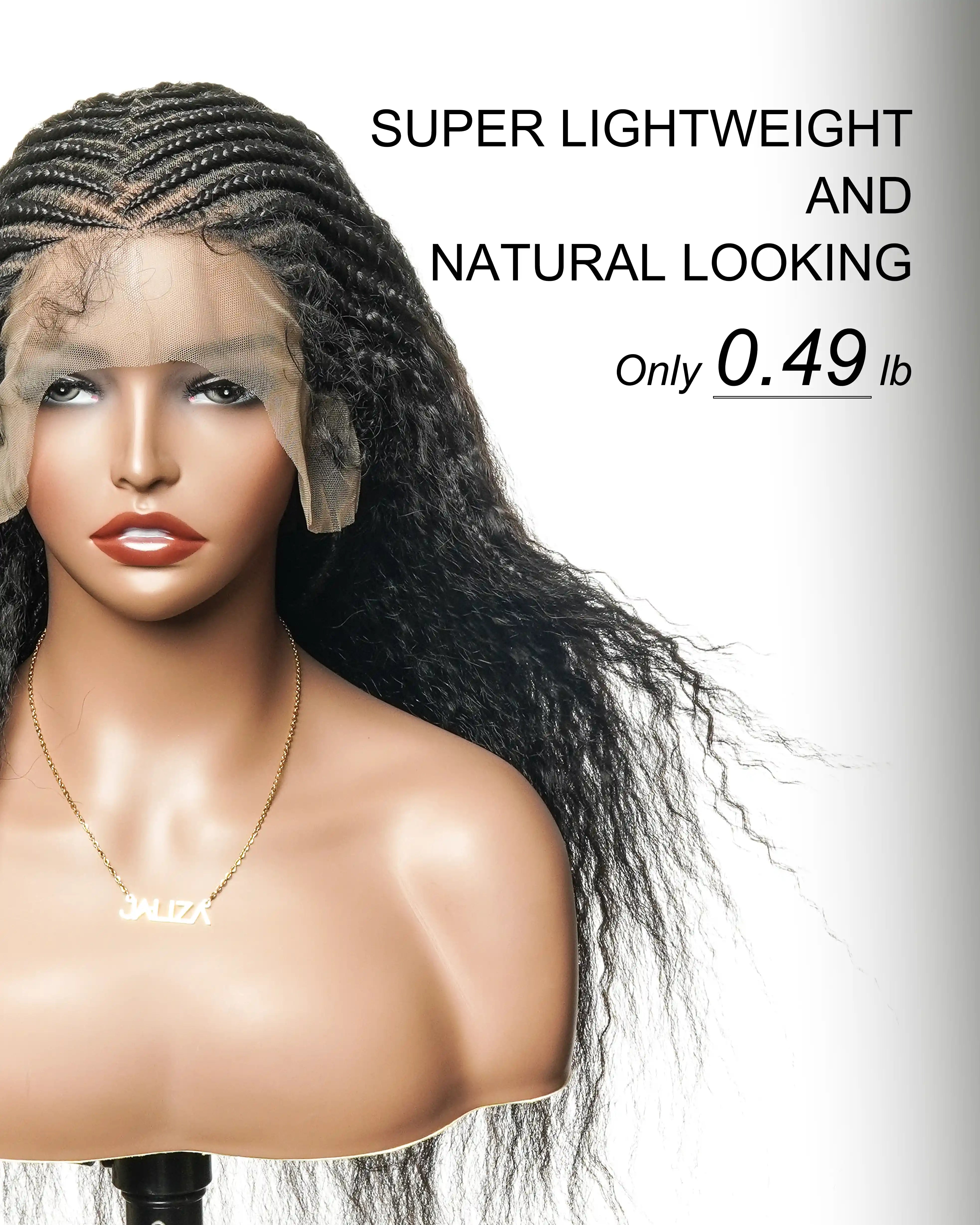 26" Multi Half Cornrow Crown with Extra Full Kinky Human Hair Wig