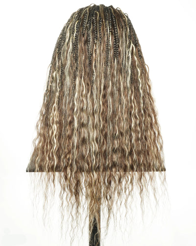 Avery - 24" Body Wave Flip Over Fulani Human Hair Boho Braids With Cornrow Braided Wig