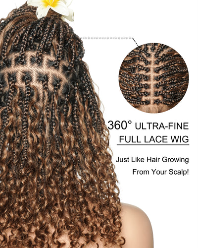 Cleo - 16" The Golden Globe Cut Glueless Swiss HD Full Lace Water Wave Boho Braided Wig