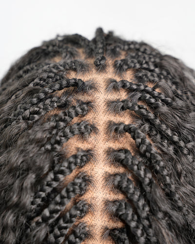 Makeda -  Kinky Straight Virgin Human Hair Ultra Full Boho Box Braided Wig
