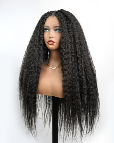 Makeda -  Kinky Straight Virgin Human Hair Ultra Full Boho Box Braided Wig