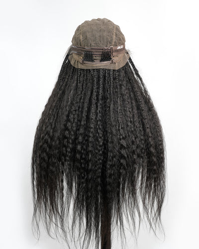 Makeda -  Kinky Straight Virgin Human Hair Ultra Full Boho Box Braided Wig