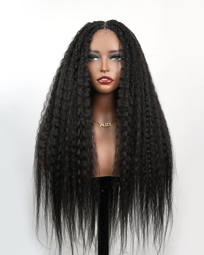 Makeda -  Kinky Straight Virgin Human Hair Ultra Full Boho Box Braided Wig